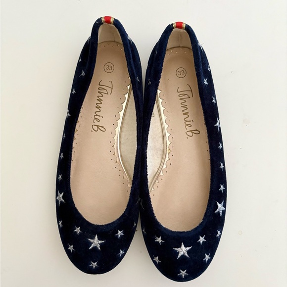 Johnnie B Other - Mini Boden Johnnie B Navy Velvet Star Ballet Flats Girls Size EU 33 / US Kids 2